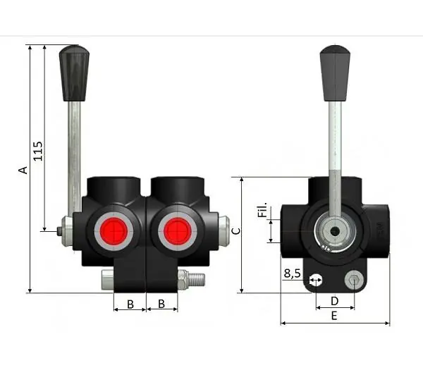 6 cestný hydraulický ventil, 60l, 3/8" Nízká Cena