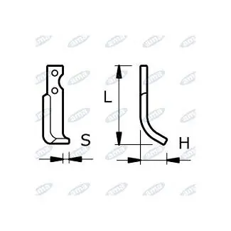NŮŽ ROTAVÁTORU 65 X 185 X 178 MM LEVÝ Ø 8.5 Autentický