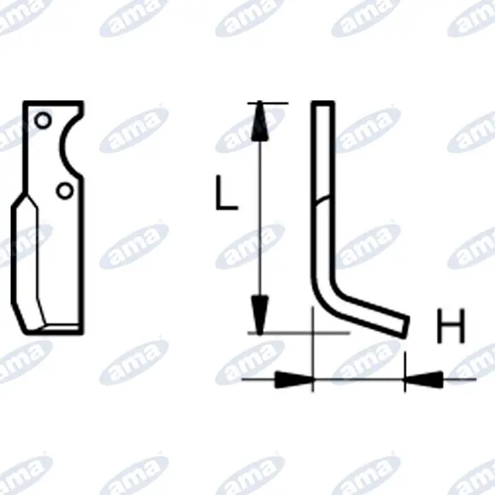 NŮŽ ROTAVÁTORU 71 X 176 MM PRAVÝ Ø 10.5 Finální Výprodej