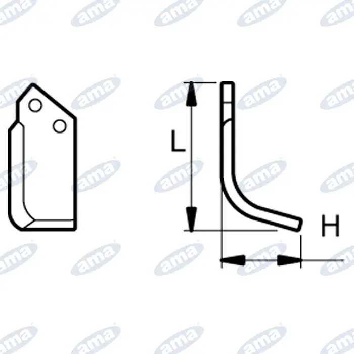 NŮŽ ROTAVÁTORU 115 X 197 MM LEVÝ Ø 12,5 Nová Kolekce