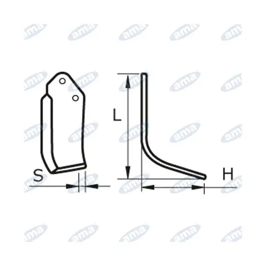 Top Prodej NŮŽ ROTAVÁTORU 135 x 165 x 27 MM PRAVÝ Ø 11.5