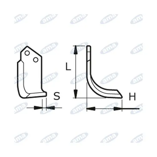 NŮŽ ROTAVÁTORU 140 x 193 x 30 MM PRAVÝ Ø 12.5 Jen Po Omezenou Doba