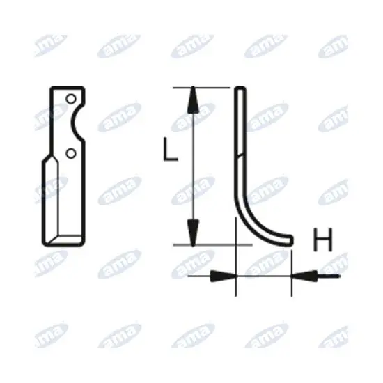 NŮŽ ROTAVÁTORU 60 x 195 MM PRAVÝ Ø 9 Odeslání Ihned