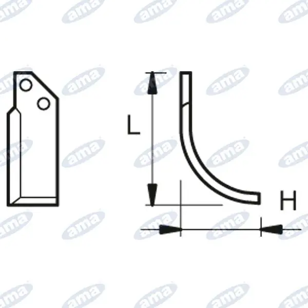 Nová Kolekce NŮŽ ROTAVÁTORU 176 x 104 MM PRAVÝ Ø 10.5