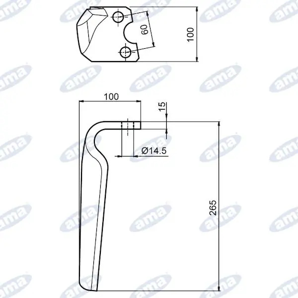 Hřeb rotační brány 265x100x14,5mm Must-Have