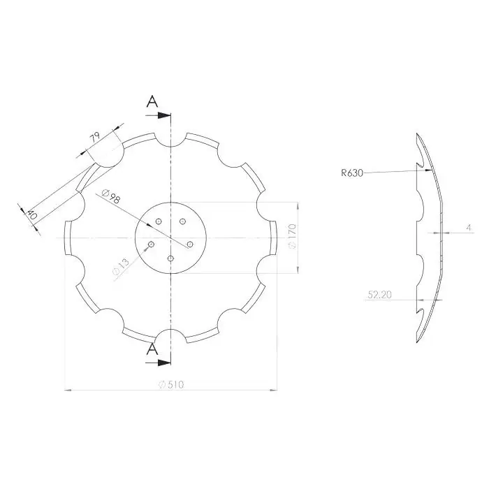 Disk ozubený vydutý Ø 510/4mm SKF 5x13mm Víkendová Akce
