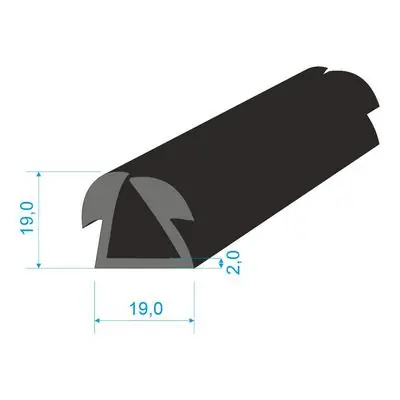 16128058 Pryžový profil tvaru "U", 19x19/15mm, 60°Sh, EPDM, -40°C/+100°C, černý Omezená Nabídka