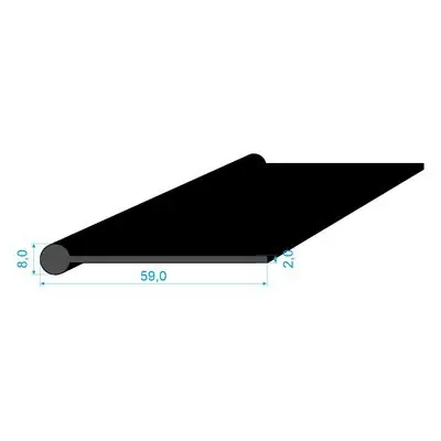 Levný 02831013 Pryžový profil tvaru "I", 59x8/2mm, 50°Sh, EPDM, -40°C/+100°C, černý