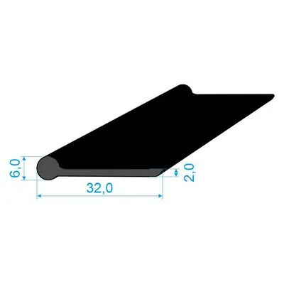 02831008 Pryžový profil tvaru "I", 32x6/2mm, 70°Sh, EPDM, -40°C/+70°C, černý Nakupujte Hned
