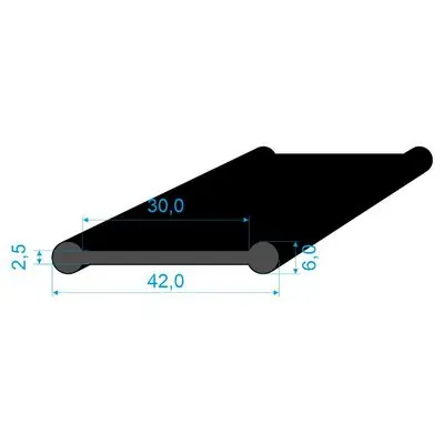 Rychlé Dodání 02831015 Pryžový profil tvaru "I", 42x6/2,5mm, 60°Sh, EPDM, -40°C/+100°C, černý