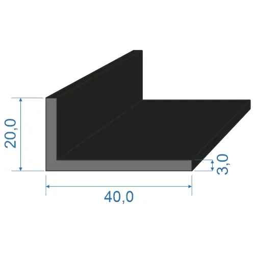 05397022 profil tvaru "L", 20x40/3mm, EPDM 70ShA Levný