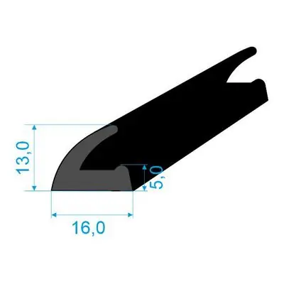 Sleva 05397076 profil tvaru "L", 13x16/5mm, EPDM 60ShA