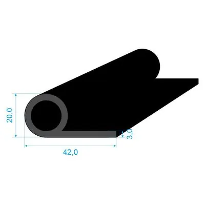 0536115 Pryžový profil tvaru "P" s dutinkou, 42x20/3mm EPDM 70ShA Hit Sezóny