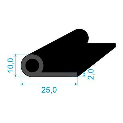 Víkendová Akce 0536082 Pryžový profil tvaru "P" s dutinkou, 25x10/2mm EPDM 70ShA