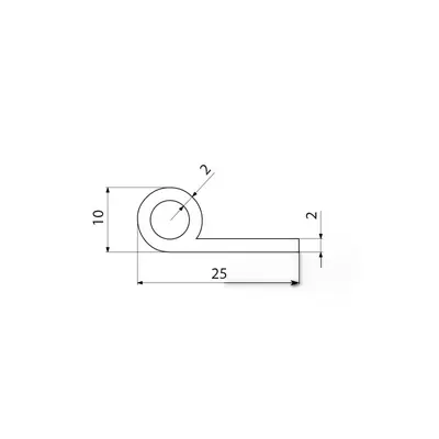 Nejlepší Volba 02675006 Silikonový profil tvaru "P" s dutinkou, 25x10/2mm, 50°Sh, -50°C/+180°C, bílý