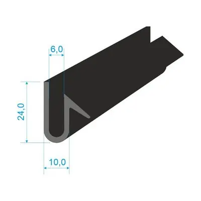 Sezónní Sleva 00535031 Pryžový profil tvaru "U", 24x10/6mm, 70°Sh, EPDM, -40°C/+100°C, černý