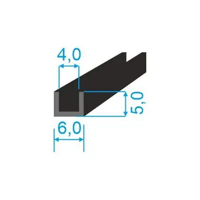 00535163 Pryžový profil tvaru "U", 5x6/4mm, 65°Sh, EPDM, -40°C/+100°C, černý Nejlepší Cena