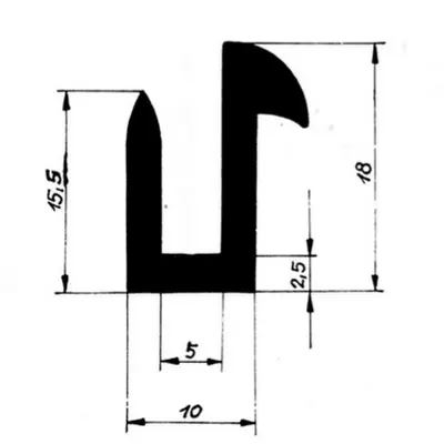 VEGUM 1429 Pryžový profil tvaru "U", 18x10/5mm, 70°Sh, EPDM, -40°C/+100°C, černý Expresní Doručení
