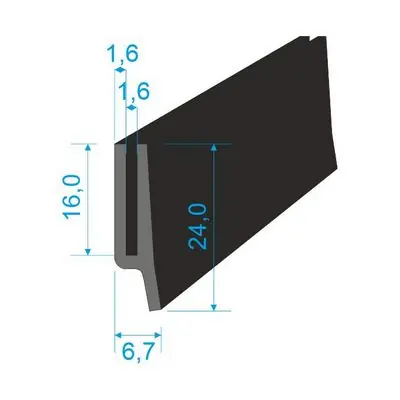 00535009 Pryžový profil tvaru "U", 24x6,7/1,6mm, 70°Sh, EPDM, -40°C/+100°C, černý Akční Cena