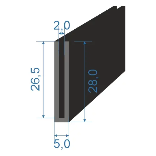 Pouze Dnes 05354897 Pryžový profil tvaru "U", 28x5/2mm, 70°Sh, EPDM, -40°C/+100°C, černý