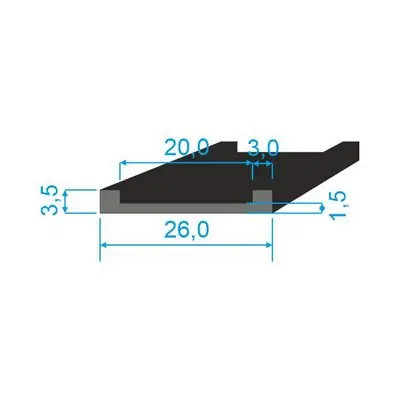 00535020 Pryžový profil tvaru "U", 3,5x26/20mm, 70°Sh, EPDM, -40°C/+100°C, černý Dokud Zásoby Vydrží