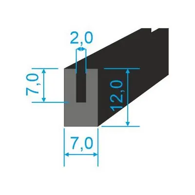 Aktuální 05381001 Pryžový profil tvaru "U", 12x7/2mm, 60°Sh, NBR, -40°C/+70°C, černý