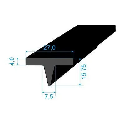 Dokud Zásoby Vydrží 05393021 T-profil 15,75x27/7,5mm EPDM, 70°Sh