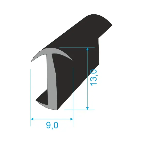 Novinka TKP 598 Pryžový profil tvaru "T" 9x13mm, EPDM 60ShA