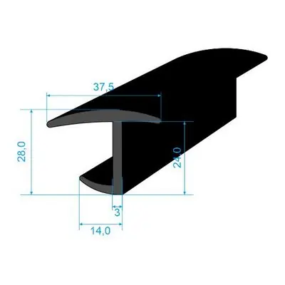 05393025 T-profil 28x37,5/3mm EPDM, 70°Sh Oblíbený