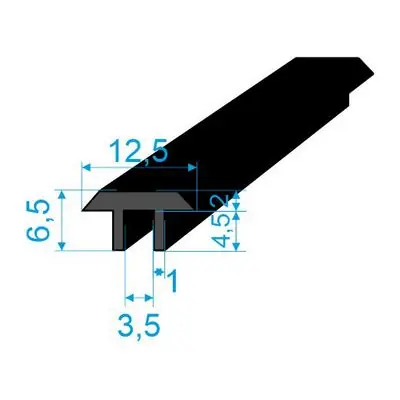 05393082 T-profil 6,5x12,5/1mm EPDM, 70°Sh Super Cena