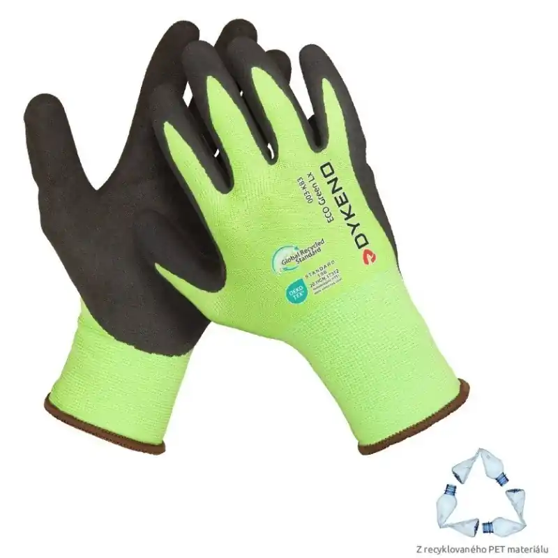 Vrácení Zdarma Povrtstvené latexové rukavice ECO Green LX z recyklovaného materiálu, velikost 9
