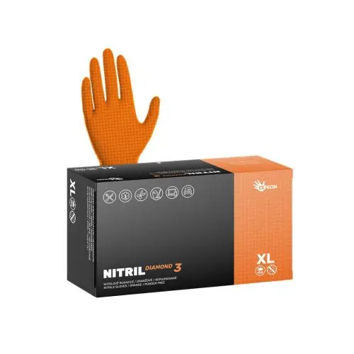 Autentický Nitrilové rukavice NITRIL DIAMOND3 XL 100ks, nepudrované, oranžové, 8g