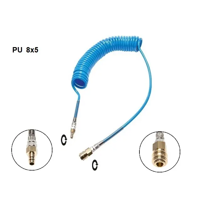 Jen Po Omezenou Doba PU KROUCENÁ HADICE KR08/ES - 10 Bar modrá hadice 8x5 mm s otoč. koncovky, délka 8 m (-20/+60°C)