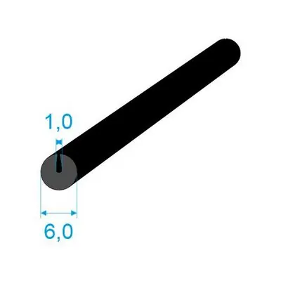 Víkendová Akce 350063 Pryžový profil kruhový, průměr 6mm, drážka 1mm, 70°Sh, EPDM, -40°C/+100°C