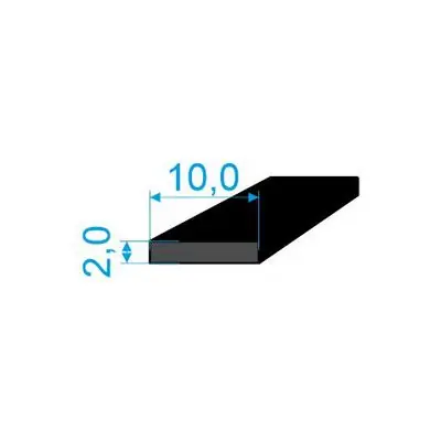 0596020 Pryžový profil 2x10mm, EPDM 70°Sh obdélníkový Nízká Cena