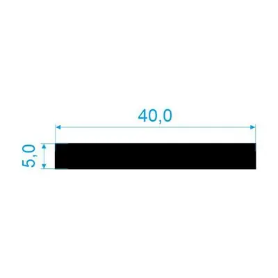 Nízká Cena 0596054 Pryžový profil 5x40mm, EPDM 70°Sh obdélníkový