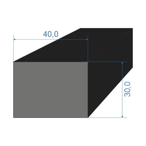 Akce 0596304 Pryžový profil 30x40mm, EPDM 70°Sh obdélníkový