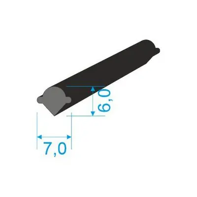 Cenový Hit 0598002 Pryžový klínek do profilů do oken dopravních prostředků, 6x7mm