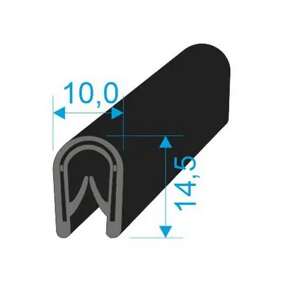 Nová Kolekce 00545003 U-PIRELI s kovovou výztuží bez bříška, 1-4mm, 78°Sh, PVC, -25°C/+70°C, černý