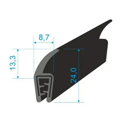Autentický 00547010 U-PIRELI s kovovou výztuží s horním těsněním, 78°Sh, U-PVC, bříško-EPDM