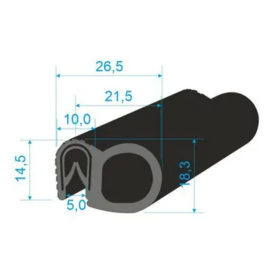 00546021 U-PIRELI s kovovou výztuží s bočním těsněním, 78°Sh, U-PVC, bříško-EPDM Ihned K Objednání