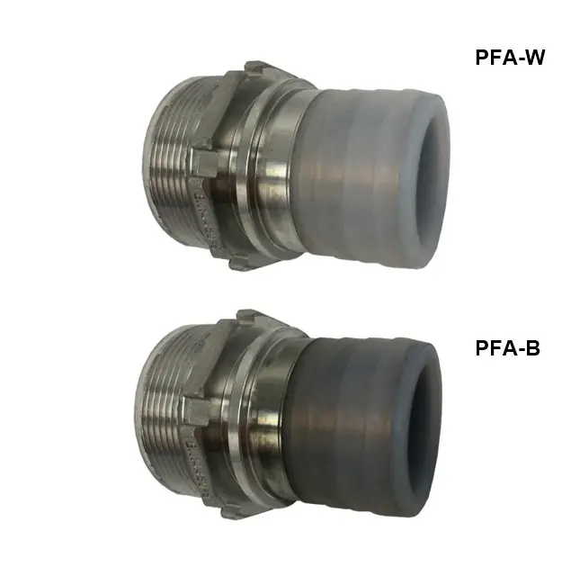 HADICOVÝ TRN 2817 AG SS/316PFA-W - zářezný trn, bílé PFA 2mm, DN 38 mm, záv. AG 6/4", PN 25 bar Speciální Cena