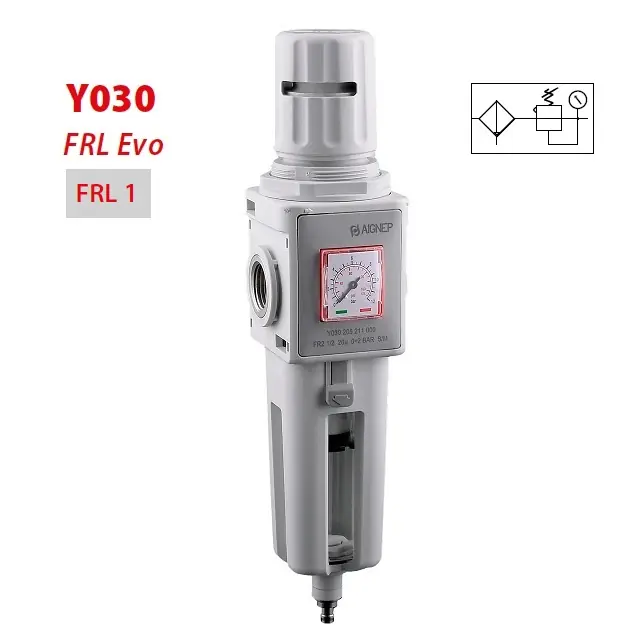 AIGNEP Y030 Filtr+REG. FR1 EVO - 2x IG 1/4" 0 až 12 bar 2000 l/min, 5 µm, úchyt M37x1,5, podtlakový odtok Nejlepší Cena