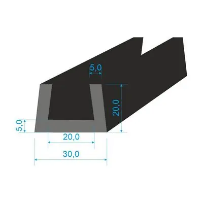 Super Cena 00535022 Pryžový profil tvaru "U", 20x30/20mm, 70°Sh, EPDM, -40°C/+100°C, černý