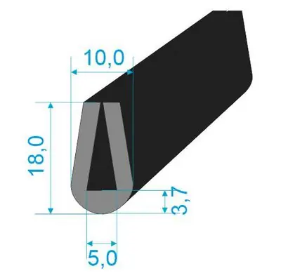 Finální Výprodej 00535058 Pryžový profil tvaru "U", 18x10/5mm, 60°Sh, NBR, -40°C/+70°C, černý