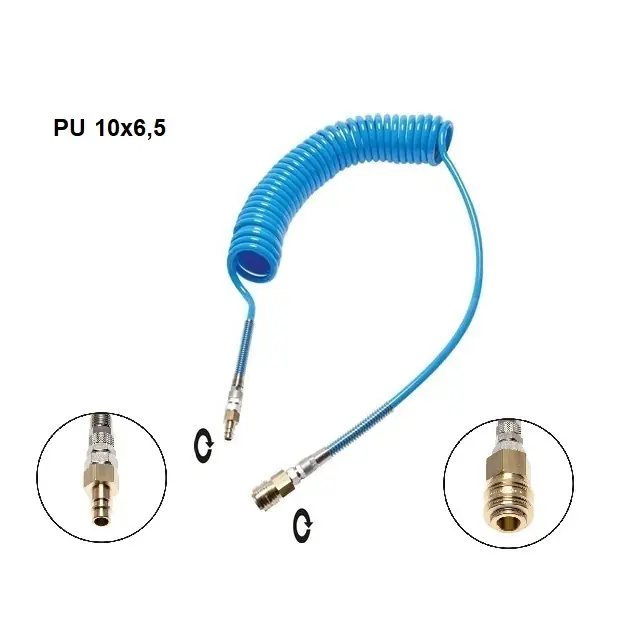 Sezónní Sleva PU KROUCENÁ HADICE KR10/ES - 10 Bar hadice 10x6,5 s otoč. koncovky, délka 6 m (-20/+60°C)