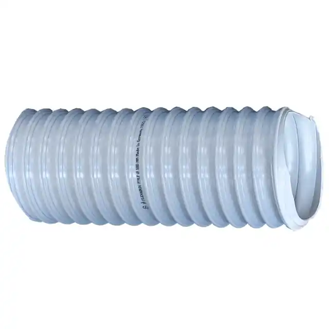 Vysoce Kvalitní SCHAUENBURG 40 FLEXADUR PVC-3N BF - Šedá hadice pro odsávání abr. materiálů, 2,1 Bar, 0/+70°C, (1,2 mm)