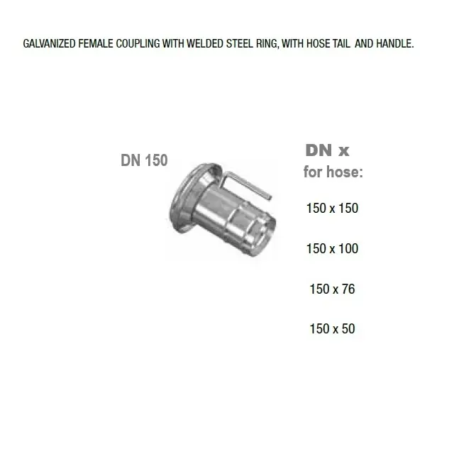 Originální ITAL TRN FEMALE DN150 - (typ F.127) pozink, pro hadici DN 100 mm, nasazovací rukojeť