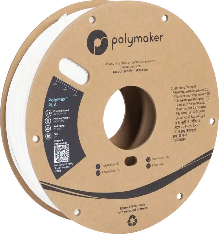 Akční Nabídka Polymaker PolyMax PLA White, 1,75 mm / 750 g