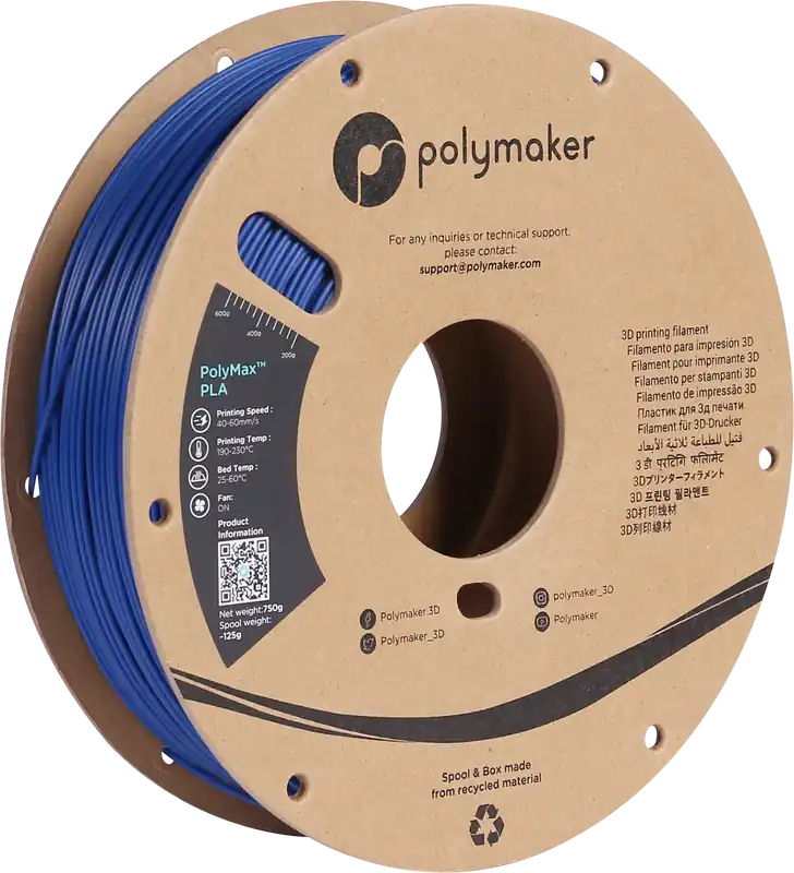 Polymaker PolyMax PLA Blue, 1,75 mm (750 g) Akce